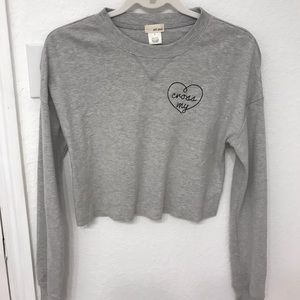 Cropped “Cross My Heart” Sweatshirt